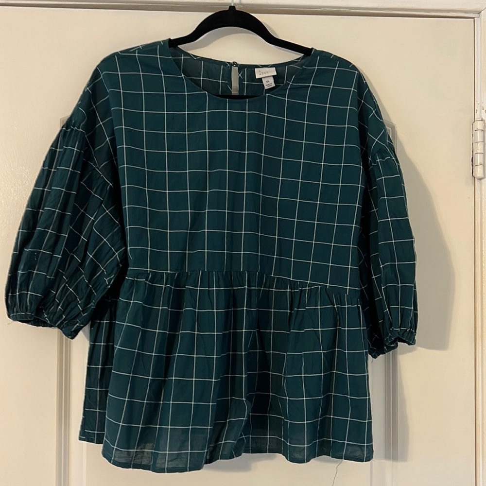 A New Day Checkered Peplum Top
